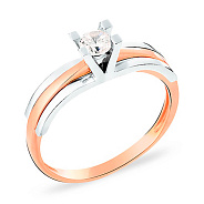 Фото Золотое помолвочное кольцо с фианитом (арт. 140626)