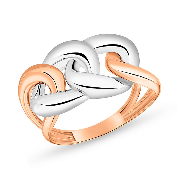Кольцо "Звенья"  из красного и белого золота (арт. 155350кб) – изображение 1