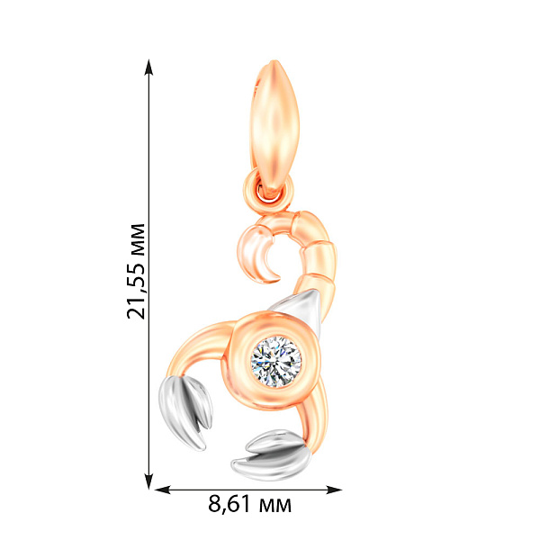 Золотая подвеска Скорпион с фианитом (арт. 440625) – изображение 2