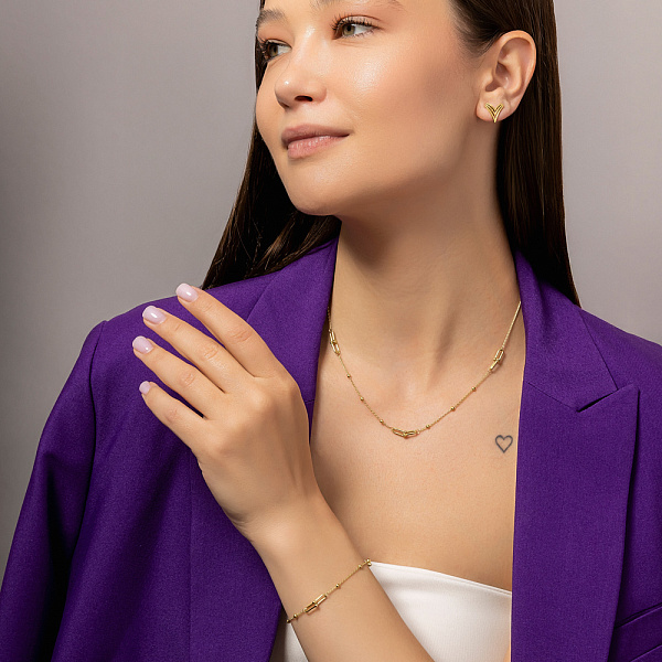 Золотые сережки-пусеты в желтом цвете металла (арт. 110641ж) – изображение 2