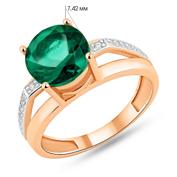 Золотое кольцо с кварцем и фианитами (арт. 140638Пз) – изображение 2