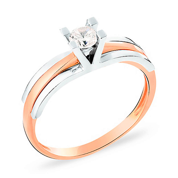 Золотое помолвочное кольцо с фианитом (арт. 140626) – изображение 1