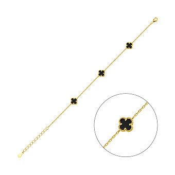 Серебряный браслет Клевер с ониксом (арт. 7509/1364/7жо)