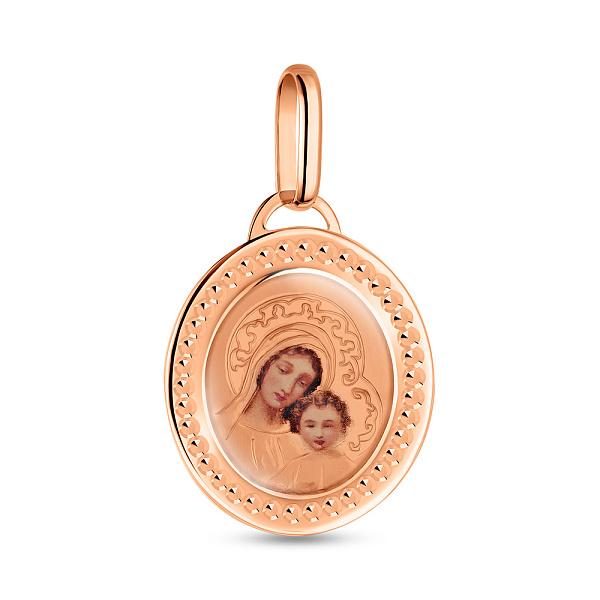 Ладанка з золота "Діва Марія і Ісус" з емаллю (арт. 421273) – зображення 1