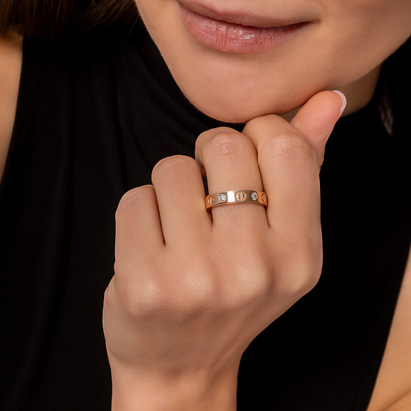 Золота каблучка з фіанітами (арт. 140380) – зображення 4