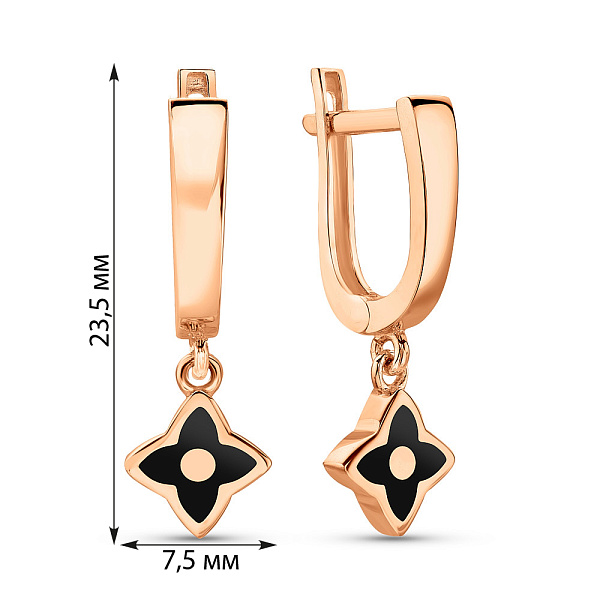 Золотые серьги Клевер (арт. 1091124еч) – изображение 2