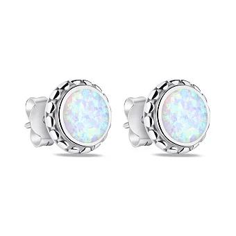 Сережки-пусети зі срібла з білим опалом (арт. 7518/6603Поб)