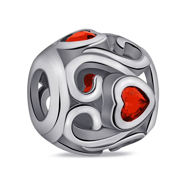 Серебряный шарм с сердечками (арт. 7903/П5ФГ/7037) – изображение 1