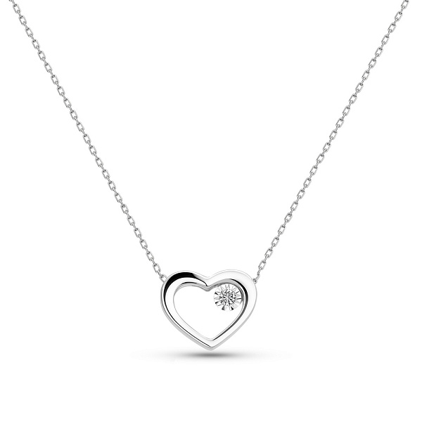 Колье Сердце  из белого золота с бриллиантом (арт. Ц011293б) – изображение 4