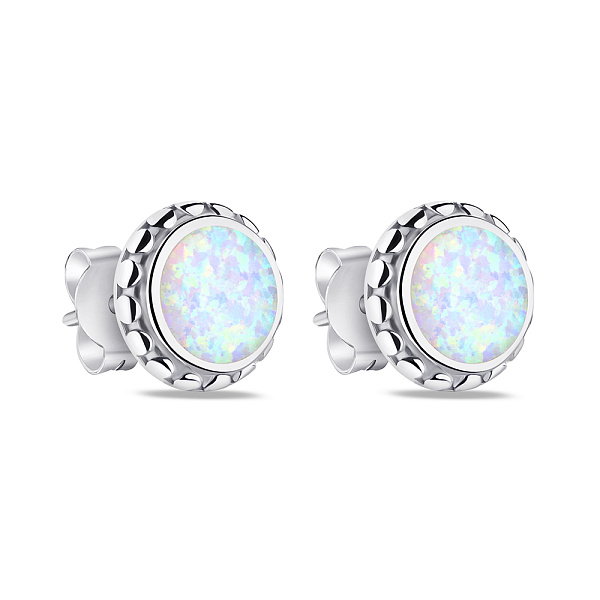 Серьги-пусеты из серебра с белым опалом (арт. 7518/6603Поб) – изображение 1