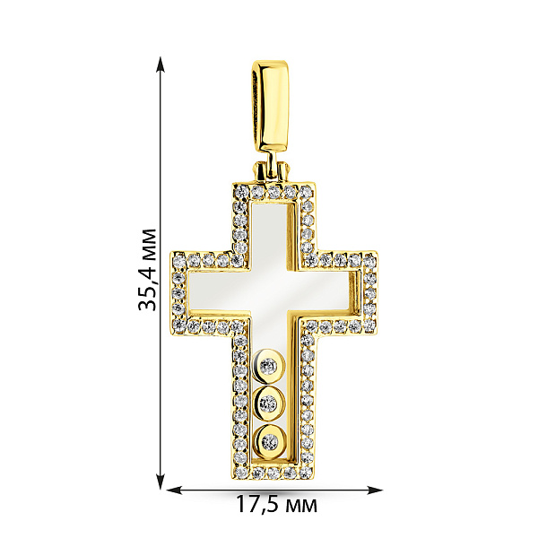 Золотий підвіс Хрестик з фіанітами (арт. 423023ж) – зображення 2