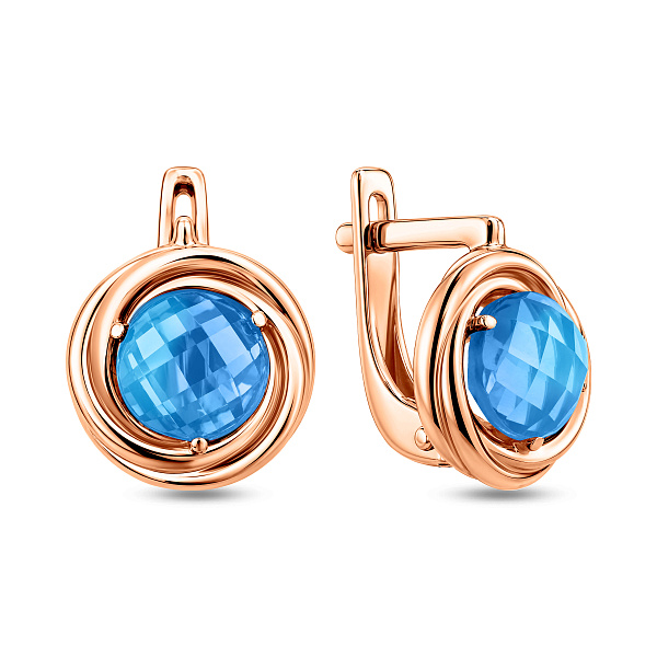 Серьги из красного золота с кварцем (арт. 110377ПсГ) – изображение 1
