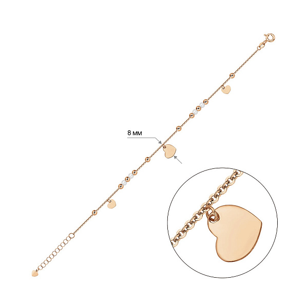Золотий браслет з перлами та підвісками (арт. 326217прлб) – зображення 4