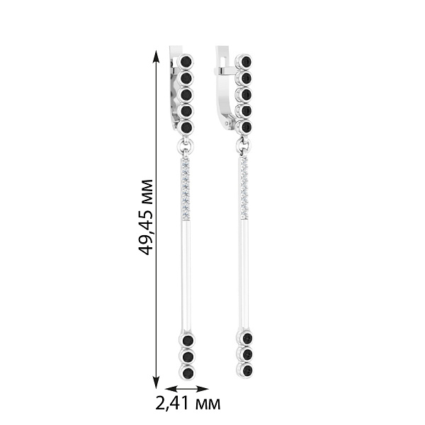 Золоті сережки-підвіски з фіанітами в білому кольорі металу (арт. 110584бч) – зображення 2
