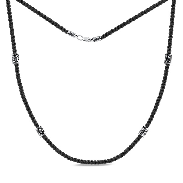 Шелковый шнурок с серебряными вставками (арт. 7307/263ш) – изображение 1