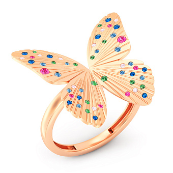 Золота каблучка Метелик (арт. 141373цв)