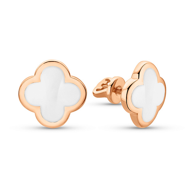 Золотые серьги пусеты с эмалью (арт. 120849Деб) – изображение 1