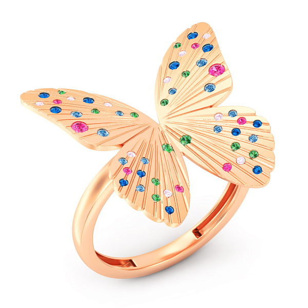 Золотое кольцо Бабочка (арт. 141373цв) – изображение 1