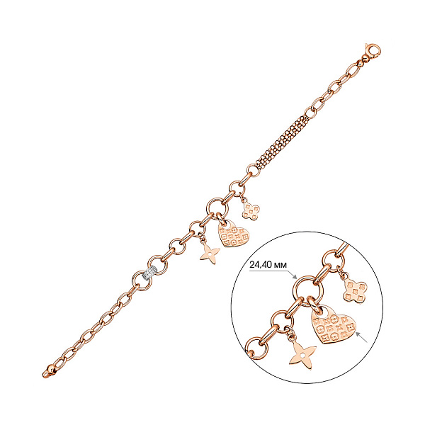 Браслет из красного золота с подвесками (арт. 325323П3) – изображение 4