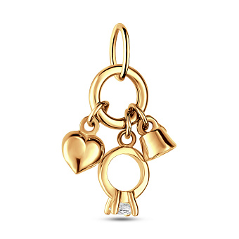 Золотая подвеска Помолвочное кольцо с фианитом (арт. 423541ж)