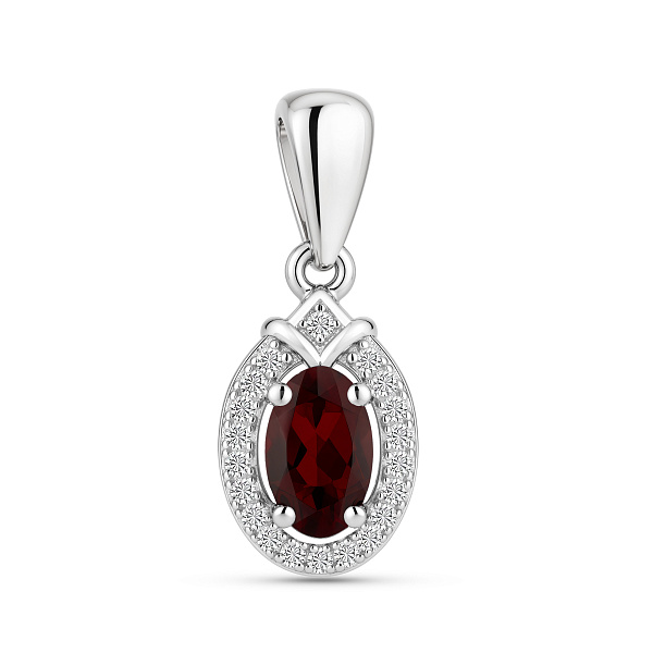 Серебряная подвеска с гранатом и фианитами (арт. 7503/4916Г) – изображение 1