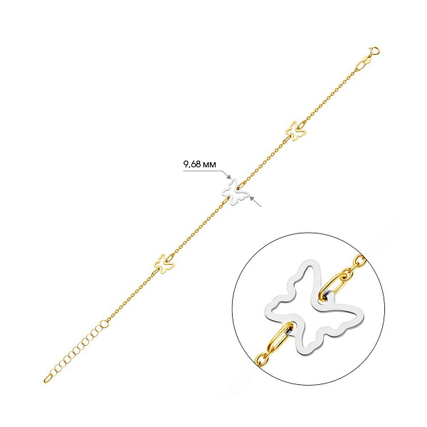 Браслет "Бабочки" из желтого и белого золота (арт. 325432жб) – изображение 3