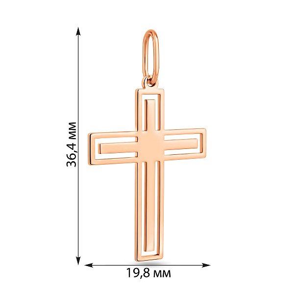Крестик из красного золота без камней (арт. 440802/30) – изображение 2