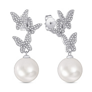 Фото Серебряные серьги Бабочки с жемчугом (арт. 7518/7126жб)