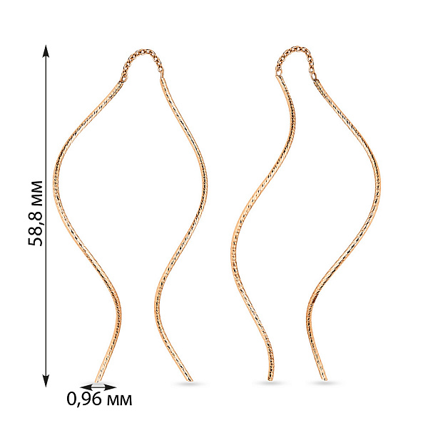 Золоті сережки протяжки (арт. 108229) – зображення 2