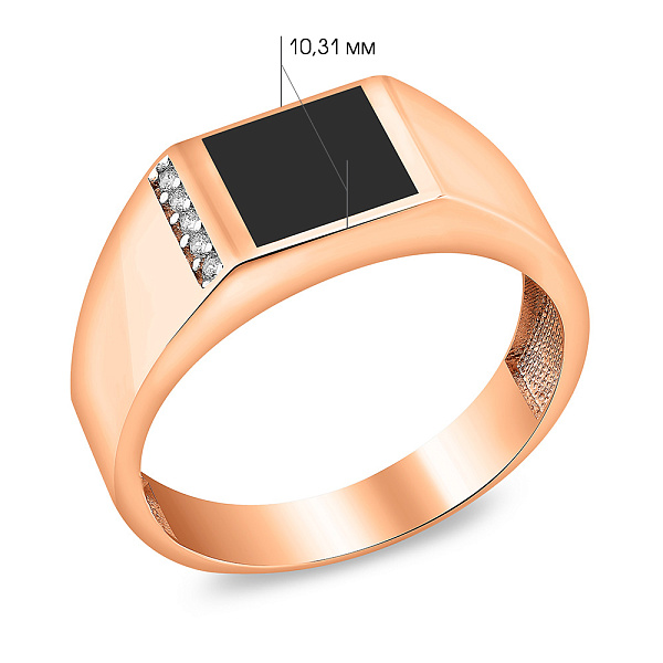 Золотая печатка с эмалью и фианитами (арт. 170067) – изображение 4