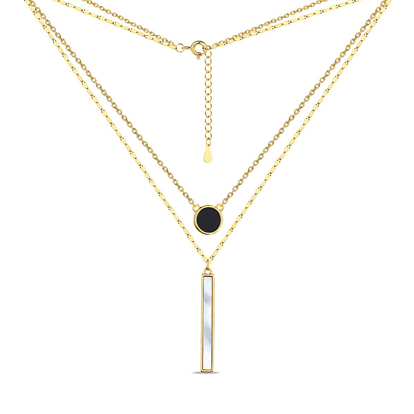 Двойное колье из серебра с ониксом и перламутром (арт. 7507/1873жоп) – изображение 2