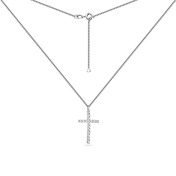 Кольє з білого золота Хрестик з діамантами (арт. Ц011276040/2б) – зображення 2