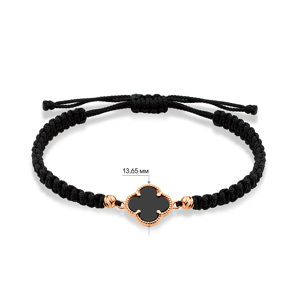 Браслет на нитці з оніксом і золотими вставками (арт. 340102чоа) – зображення 2