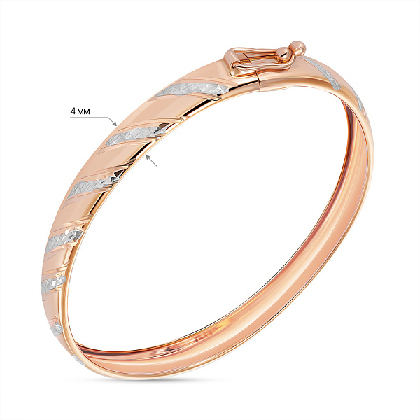 Жесткий браслет из красного золота с родирование (арт. 337017/4р) – изображение 2