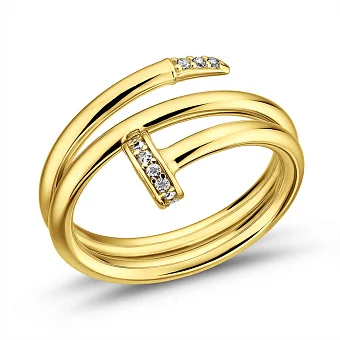 Золотое кольцо Гвоздь с фианитами (арт. 156675ж)