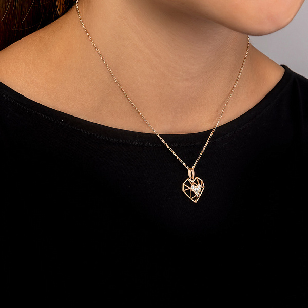 Золота підвіска Сердечко з фіанітами (арт. 440975) – зображення 2
