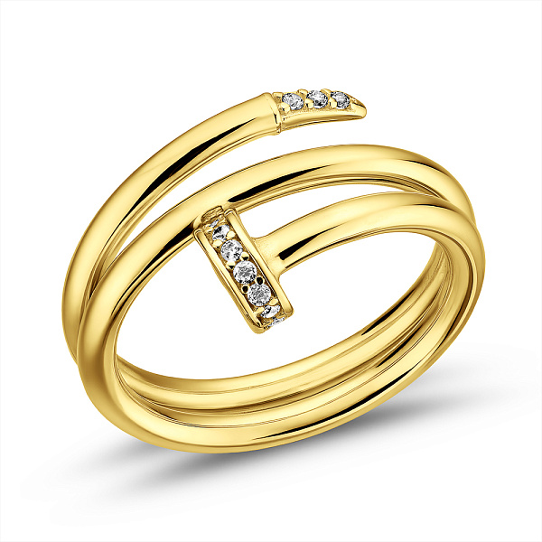 Золотое кольцо Гвоздь с фианитами (арт. 156675ж) – изображение 1