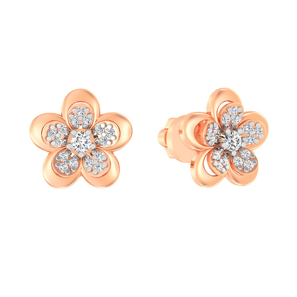 Золоті сережки пусети «Квіточки» з фіанітами (арт. 110576) – зображення 1