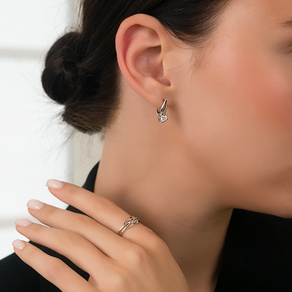 Золотые серьги с фианитами (арт. 111015б) – изображение 2