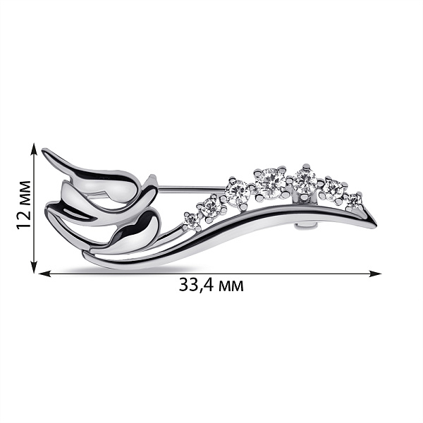Серебряная брошь Птички с дорожкой из фианитов (арт. 7505/220) – изображение 2
