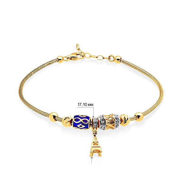 Браслет из желтого золота с фианитами и эмалью (арт. 325092жесП1) – изображение 2