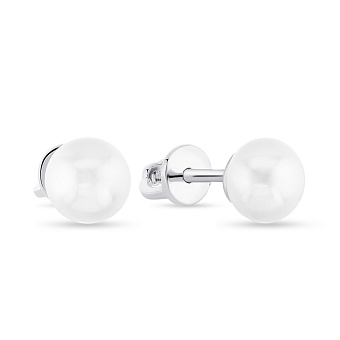 Серьги-пусеты из серебра с жемчугом (арт. 7518/403сжб)