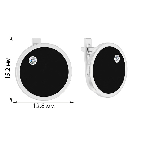 Серьги Лýна из белого золота с эмалью и фианитами (арт. 111169бч) – изображение 4