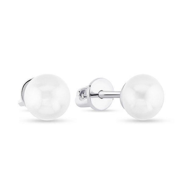 Серьги-пусеты из серебра с жемчугом (арт. 7518/403сжб) – изображение 1