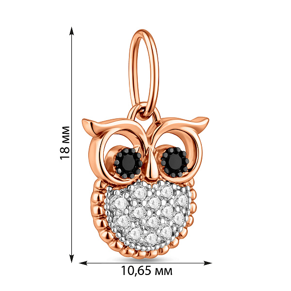 Золотой кулон Сова с фианитами (арт. 440977) – изображение 3