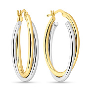 Фото Серьги-кольца из комбинированного золота (арт. 105061/30жб)