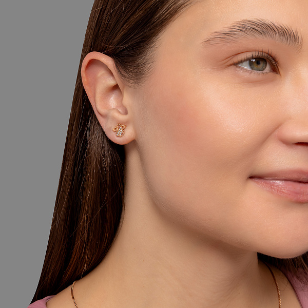 Золоті пусети Янголи з фіанітами (арт. 106495) – зображення 3