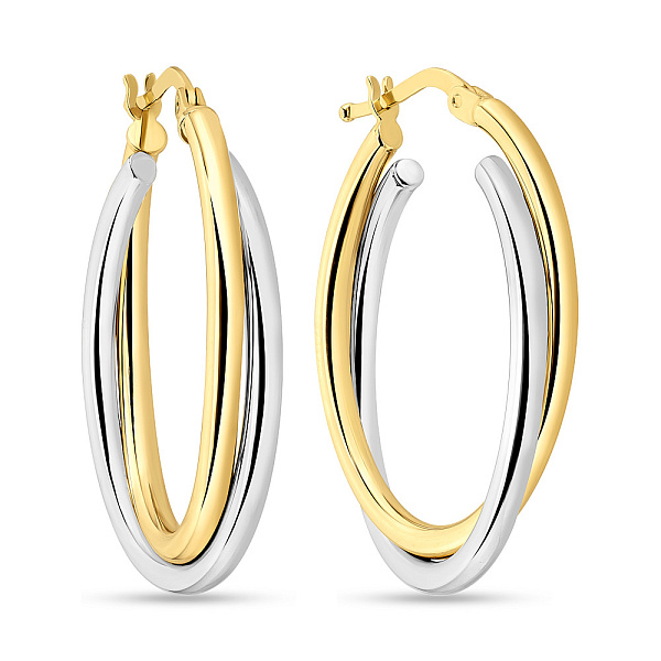 Серьги-кольца из комбинированного золота (арт. 105061/30жб) – изображение 1