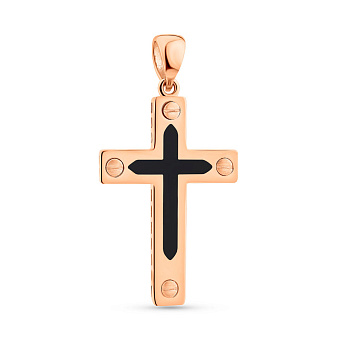 Фото Крестик из красного золота с эмалью (арт. 424950еч)