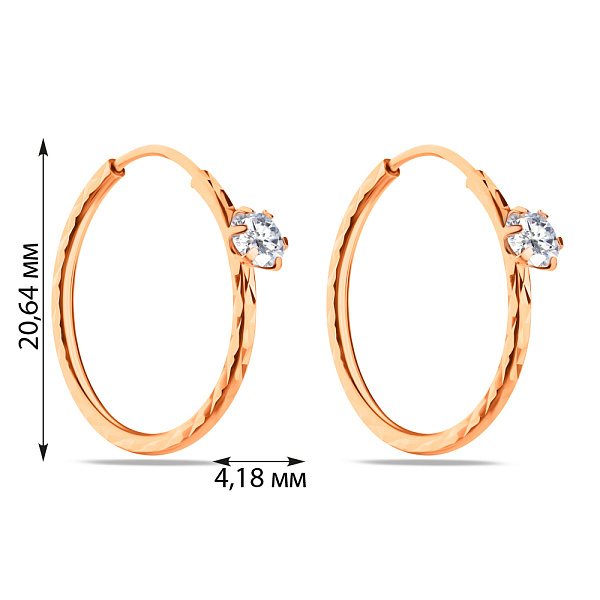 Серьги-конго из красного золота с фианитами (арт. 107150/15) – изображение 2